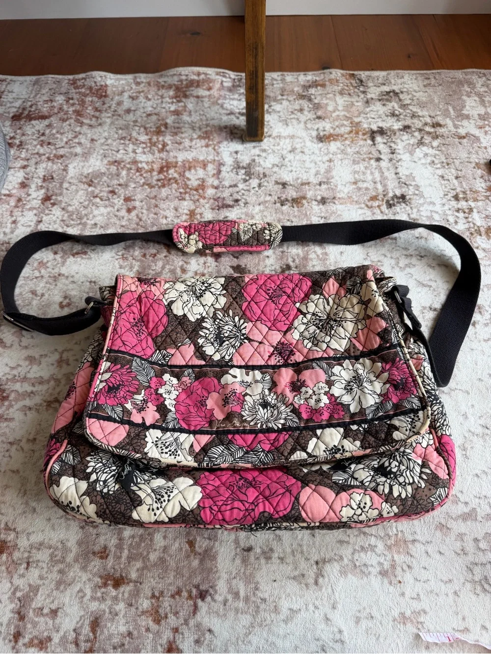 Vera Bradley Pink and Brown Quilted Floral Crossbody